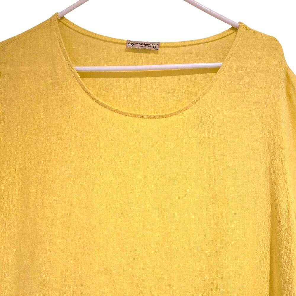 Made in Italy 100% Linen Maxi Dress Art to Wear Artsy Eclectic Aunt Lagenlook L - Picture 6 of 8